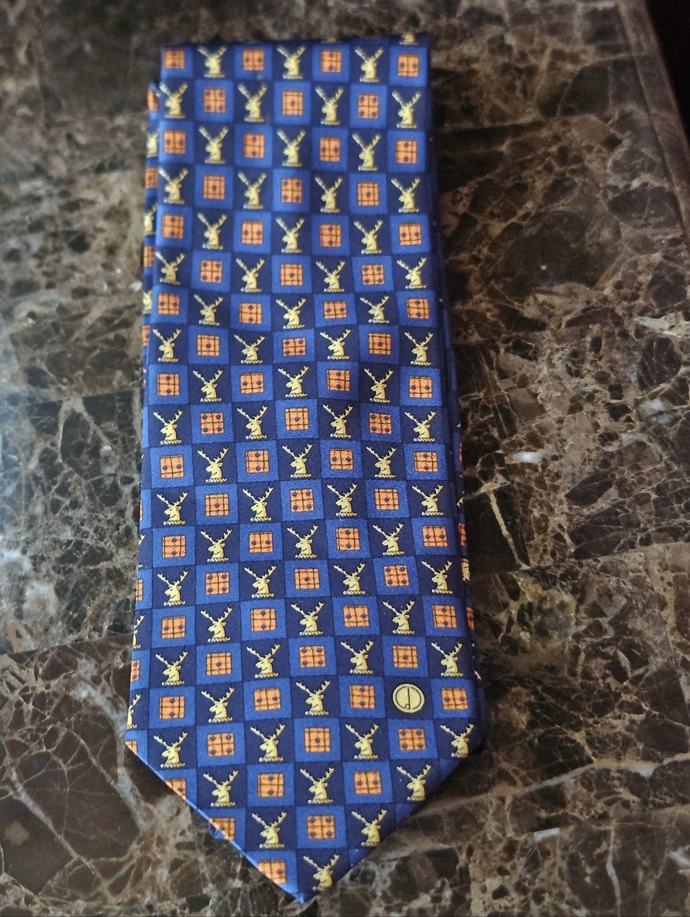 Dunhill Deer Tie, Mens Deer Tie, Blue Elk Tie